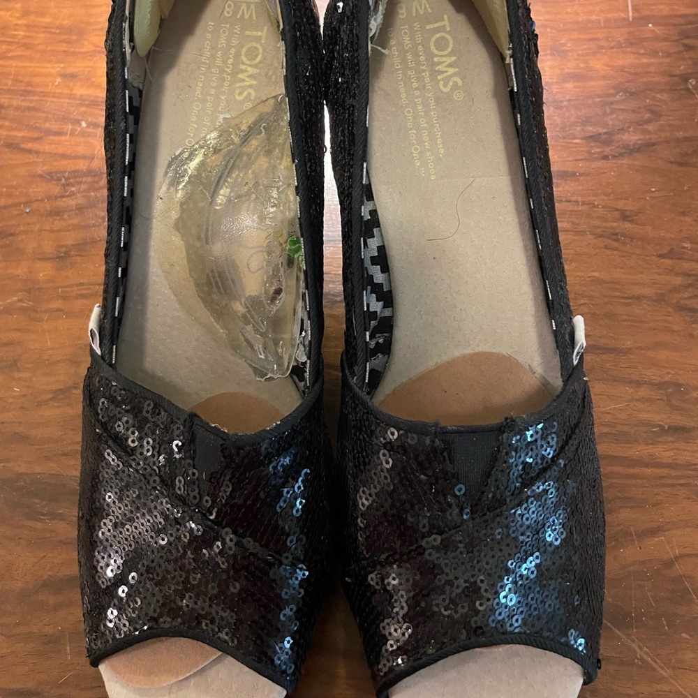 Black sequin toms wedges